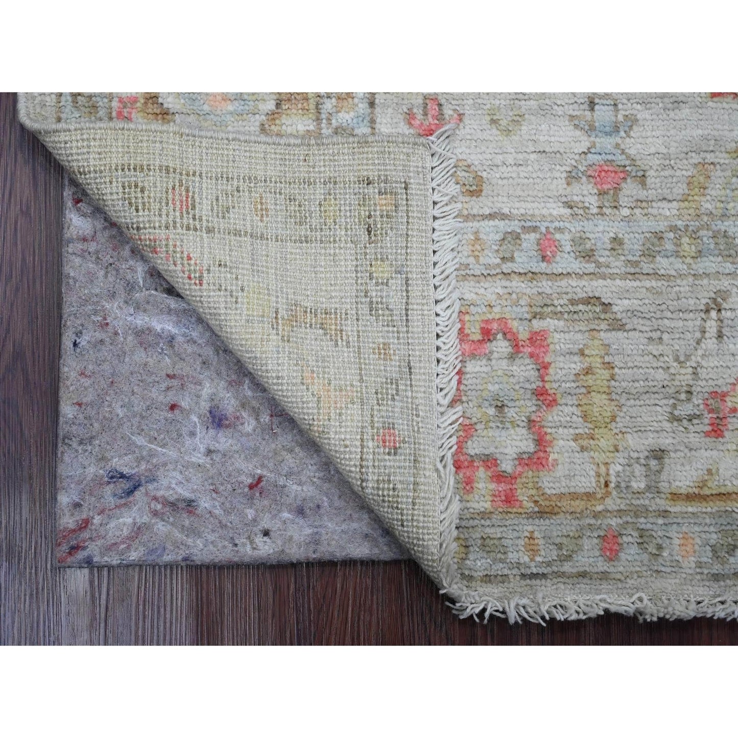 4'2"X4'2" Daisy White Afghan Angora Oushak Hand Knotted Wool Square Rug