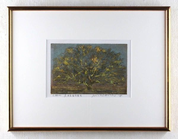 Hoshi Joichi - Big Tree Signed Framed Original Woodblock Print Art 1975
