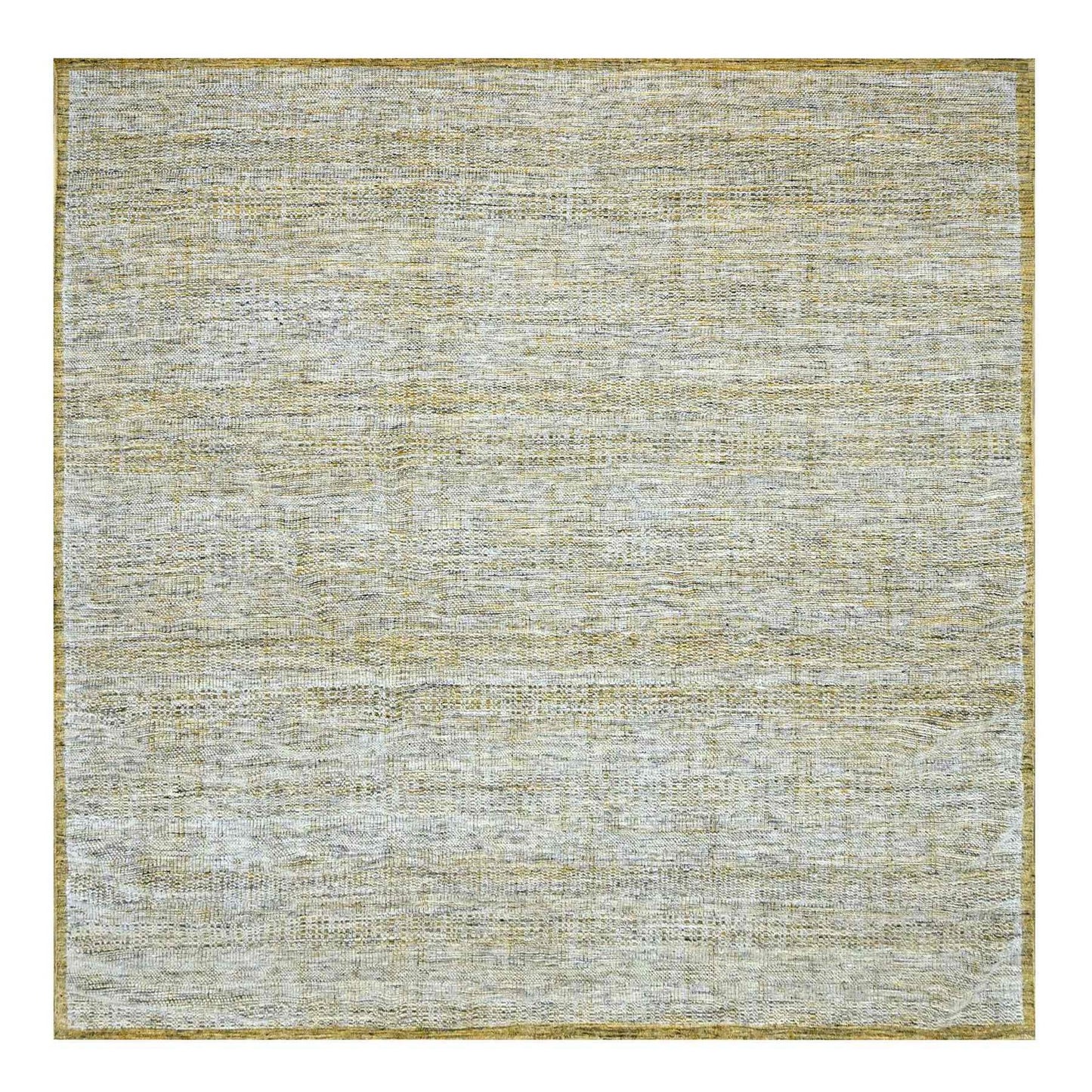 10'X10' Yellow Hand Knotted Rug Oxidized Grass Design Pure Wool Square