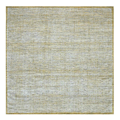 10'X10' Yellow Hand Knotted Rug Oxidized Grass Design Pure Wool Square