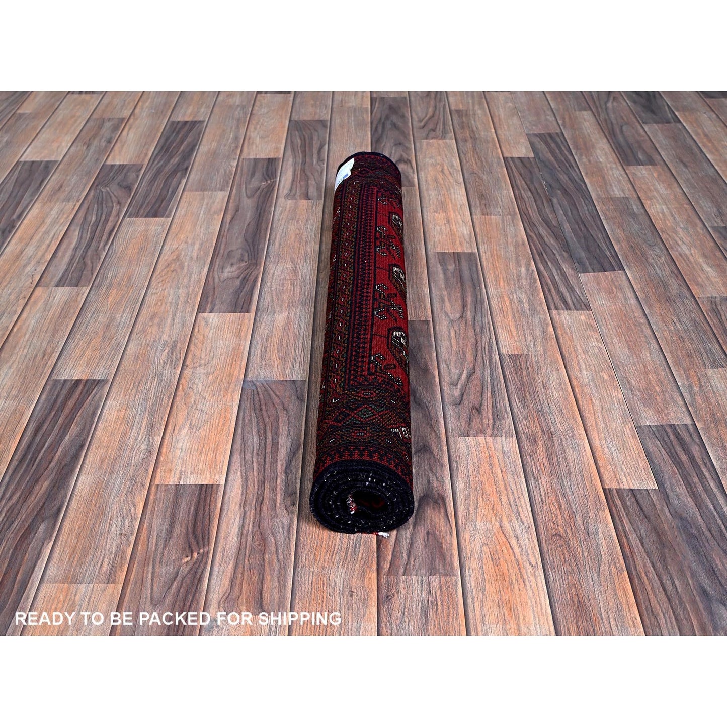 2'9"X4'4" Red Princess Bokara Geometric Design Wool Hand Knotted Sample Rug