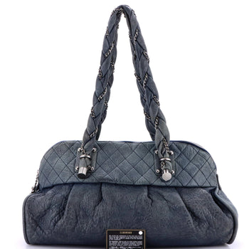 Chanel Lady Braid Zip Shoulder Bag Quilted Distressed Lambskin Large