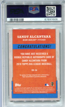 Sandy Alcantara 2018 Topps Big League #Rrsa (Psa) Auth Auto 10 Card