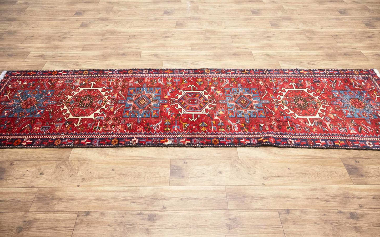Semi-Antique Hand-Knotted Tribal Red Oriental Runner Rug Kitchen Carpet 3x9 Ft