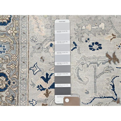 6'2"X8'10" Grey Seeripe Heris Design Soft Wool Hand Knotted Oriental Rug