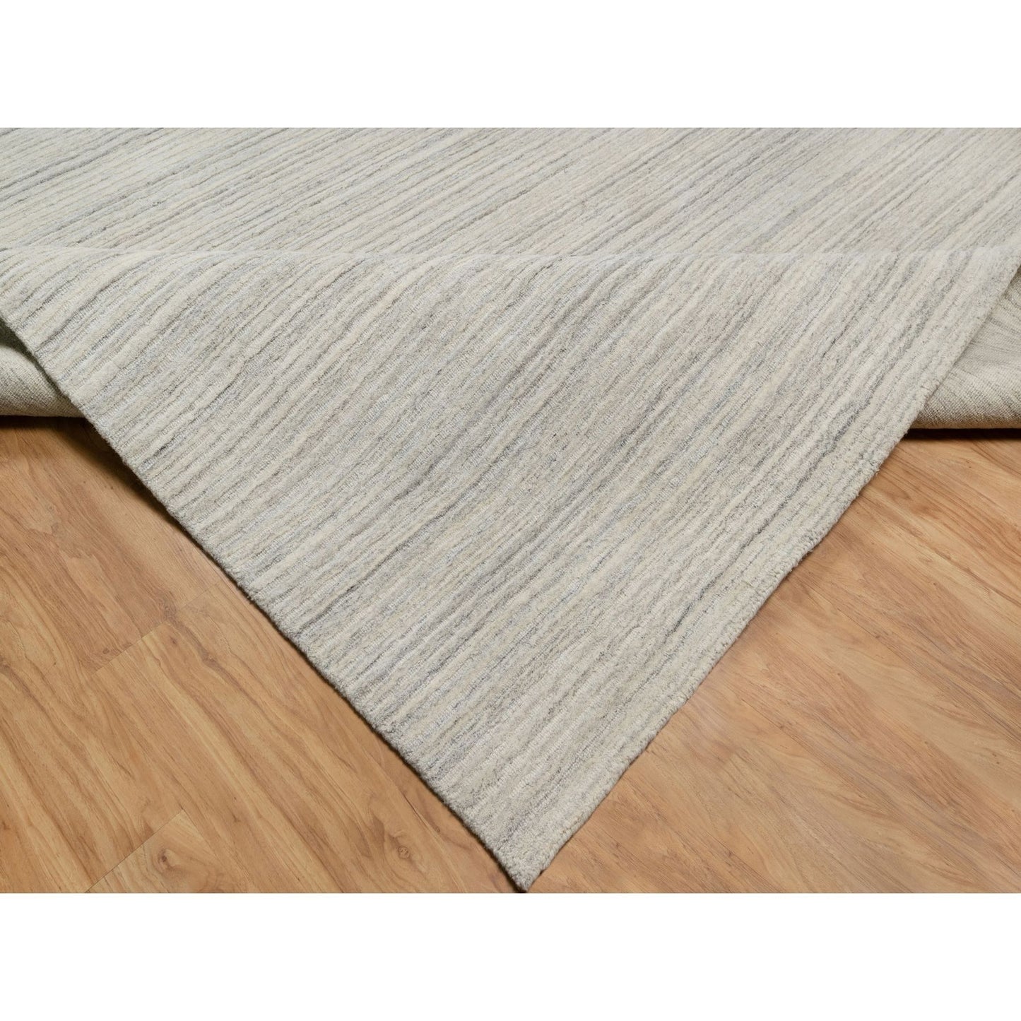 12'X14'9" Beige Plain Modern Design Hand Loomed Undyed Wool Oversized Rug