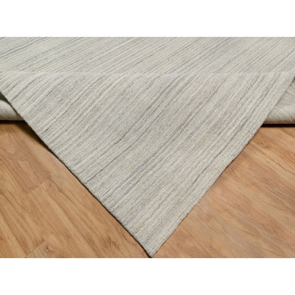 12'X14'9" Beige Plain Modern Design Hand Loomed Undyed Wool Oversized Rug