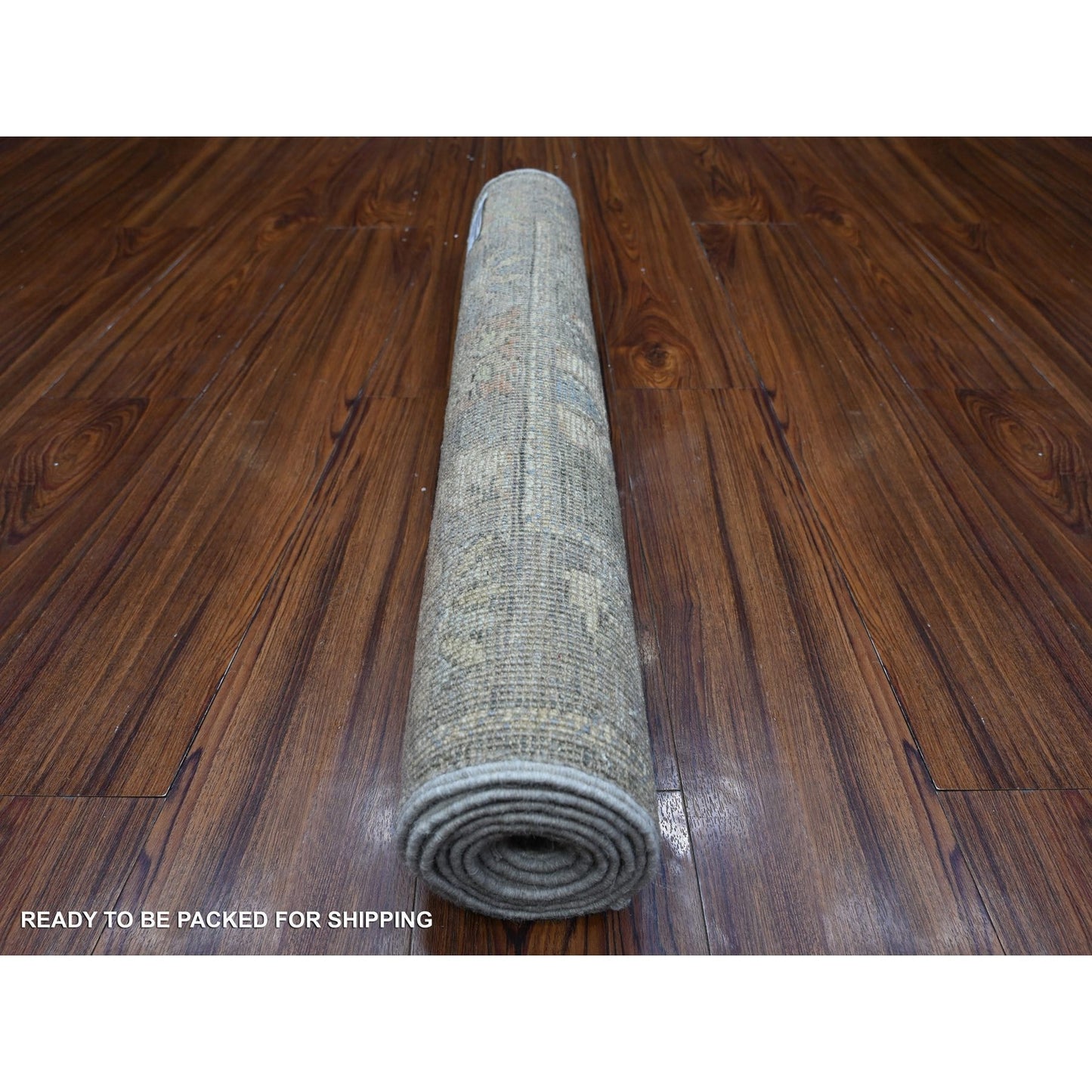 2'7"X6'1" Nevada Gray Wool Weft Afghan Angora Oushak Runner Oriental Rug