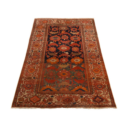 4'X6'2" Blue Antique North West Zoroastrian Clean Wool Hand Knotted Rug