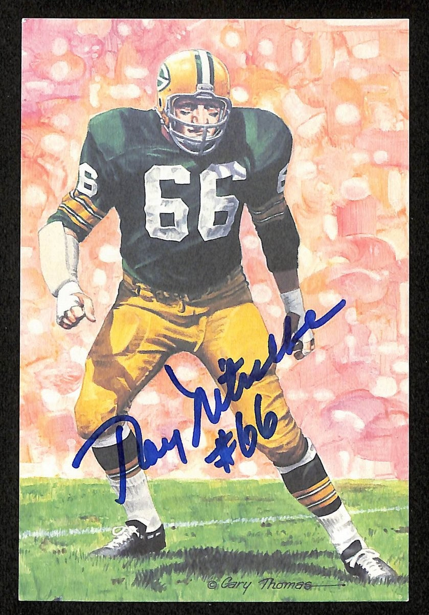 Ray Nitschke Signed/Auto 1990 Glac/Goal Line Art Postcard Packers Psa/Dna 200374