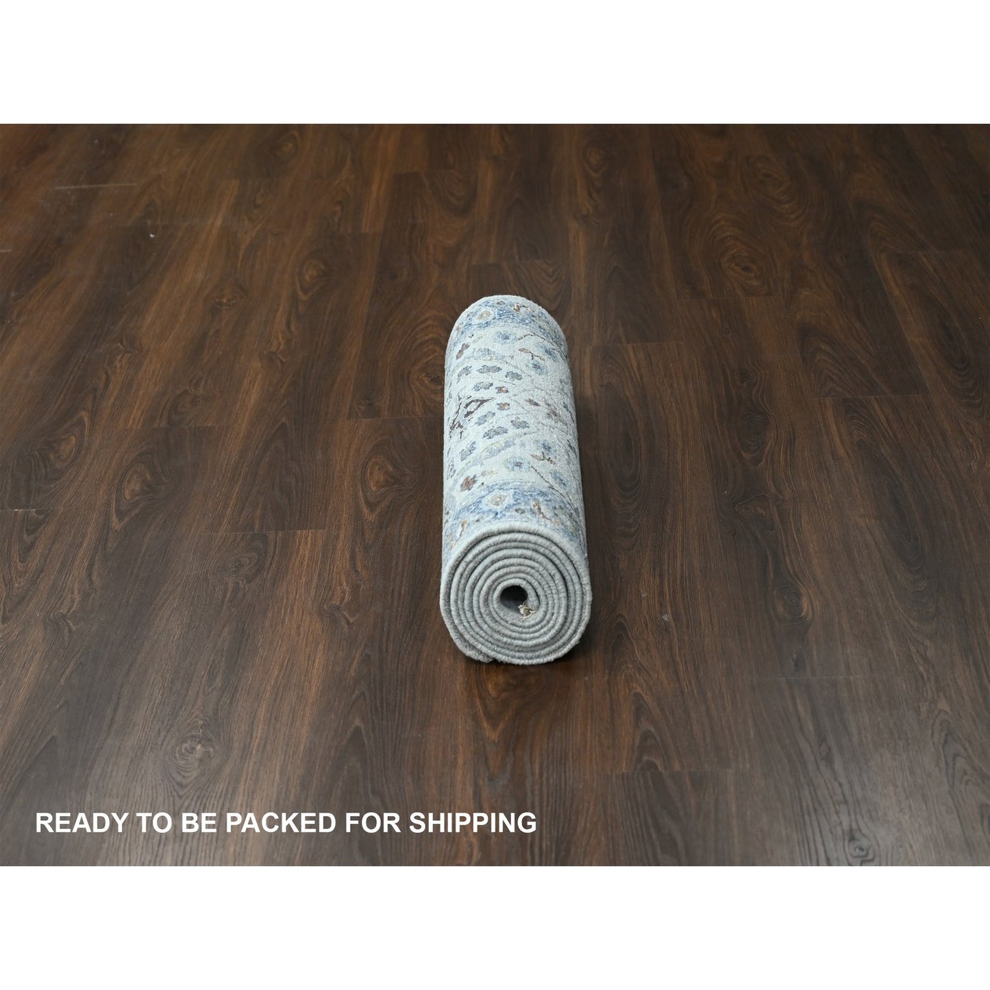 2'6"X9'10" Owl Gray Hand Knotted Oushak Dense Weave Wool Runner Rug