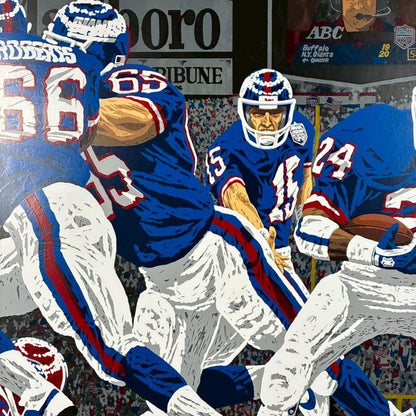 Rick Rush "Football" Serigraph Signed Framed 1991 New York Giants Super Bowl