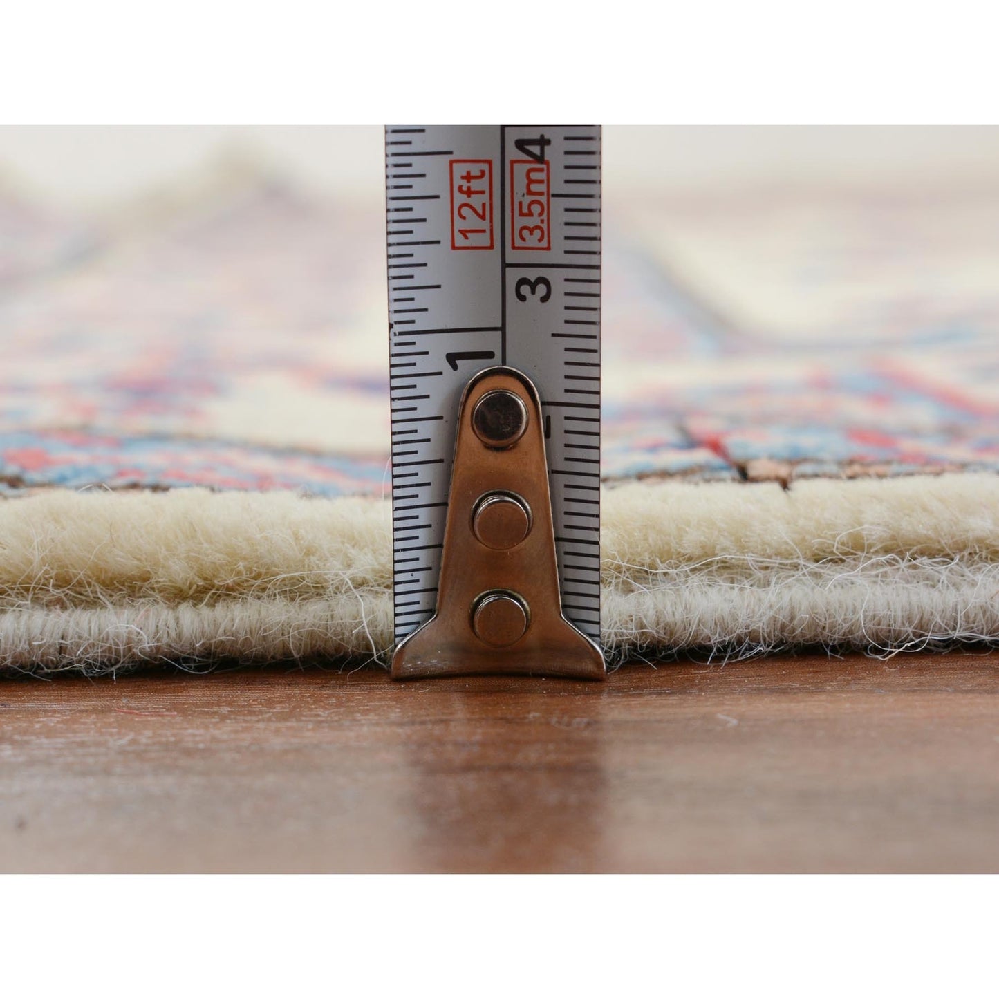 3'10"X6' Ivory Special Kazak Geometric Design Pure Wool Hand Knotted Rug