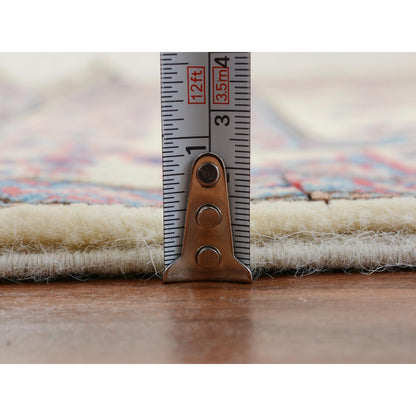 3'10"X6' Ivory Special Kazak Geometric Design Pure Wool Hand Knotted Rug