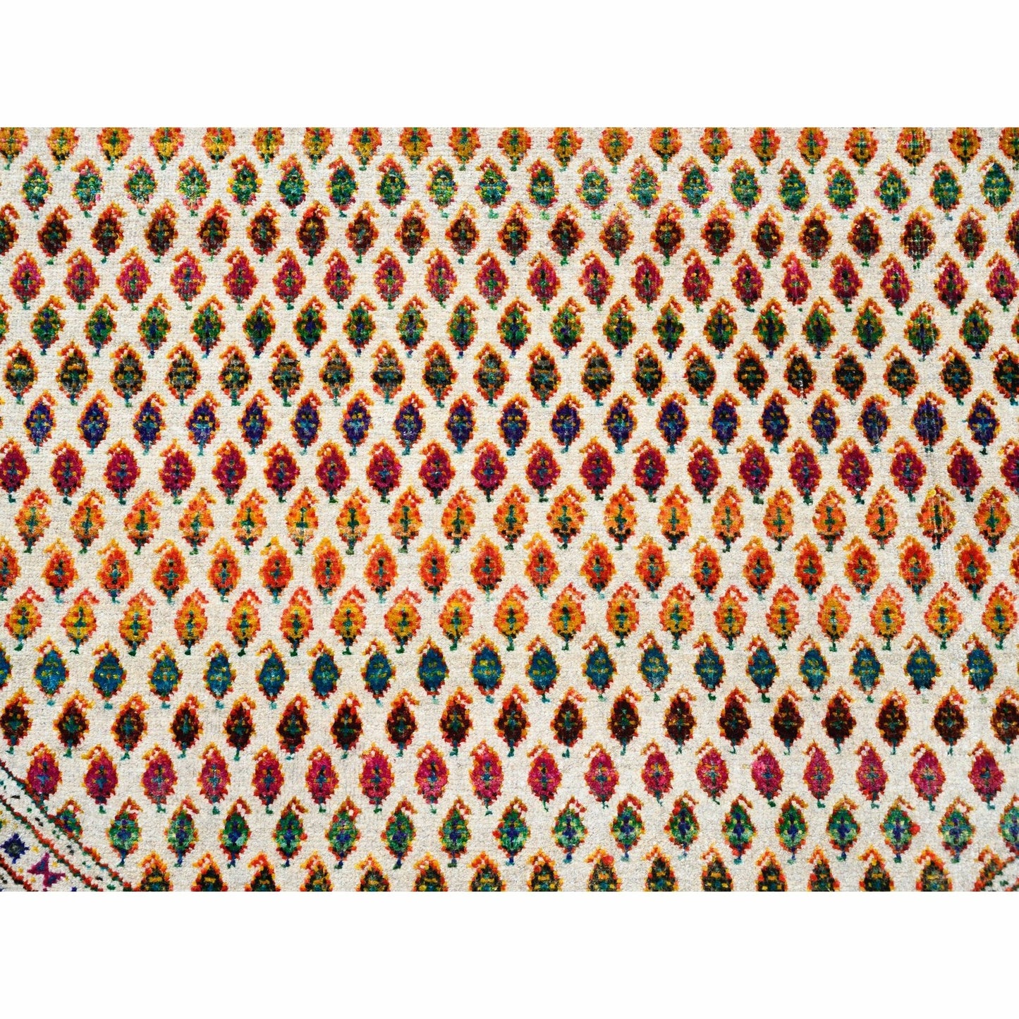 6'X6' Round Colorful Wool And Sari Silk Saroogh Hand Knotted Rug