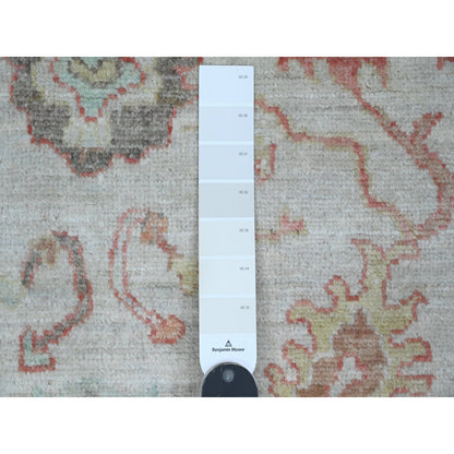 3'10"X5'10" White Afghan Angora Oushak Leaf Design Hand Knotted Wool Rug