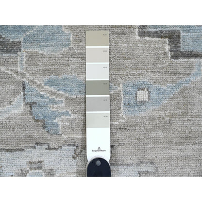 14'2"X18'10" Gray Hand Knotted Angora Oushak Afghan Wool Oversized Rug