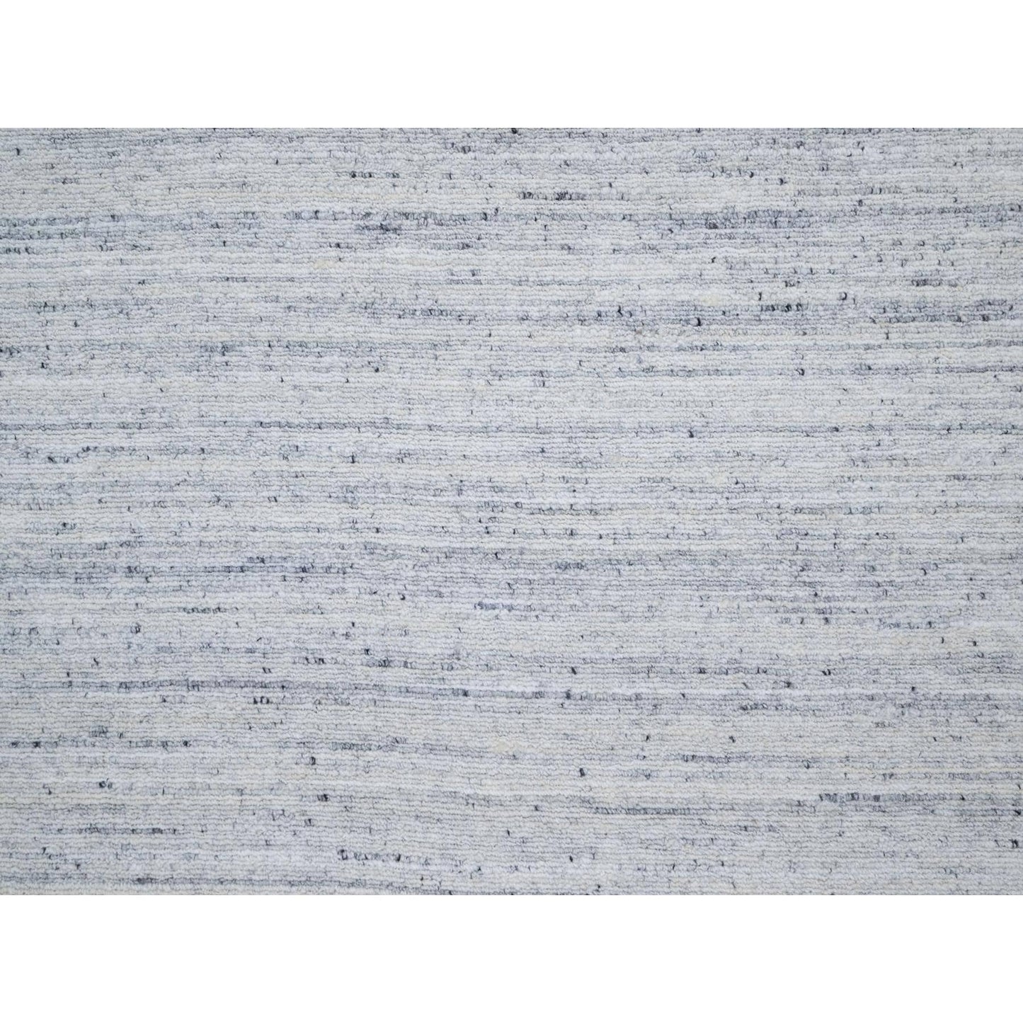 10'X13'10' Frost Gray Modern Striae Design Soft Wool Hand Loomed Rug