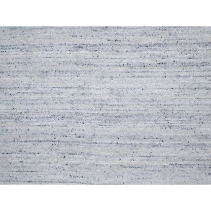 10'X13'10' Frost Gray Modern Striae Design Soft Wool Hand Loomed Rug