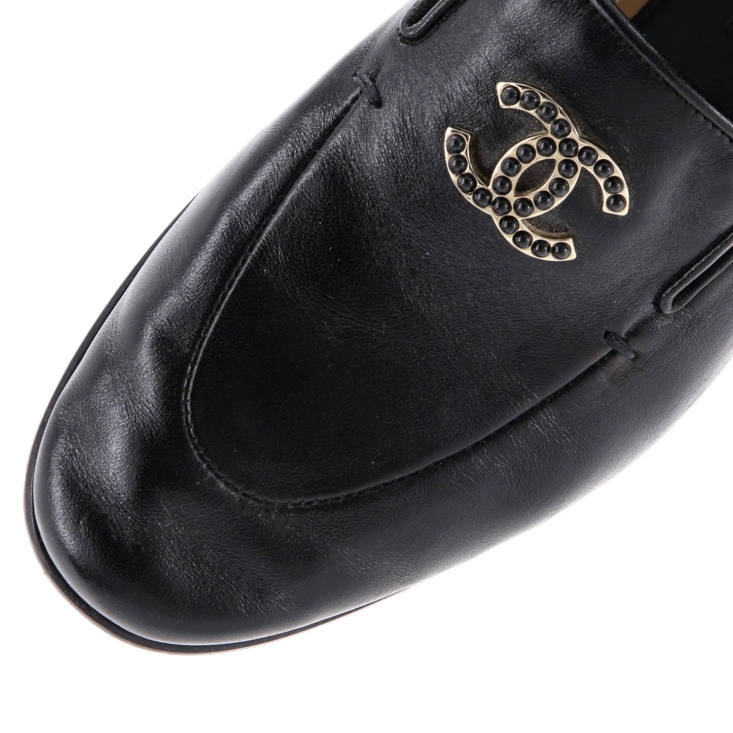 Chanel Women'S Cc Mocassin Loafers Leather With Metal