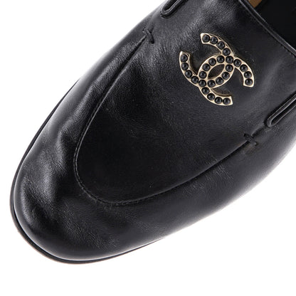 Chanel Women'S Cc Mocassin Loafers Leather With Metal