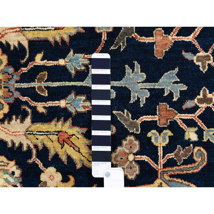 8'1"X10'1" Blue Antiqued Heris Re-Creation Soft Wool Hand Knotted Rug