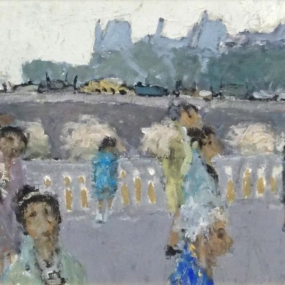 Pierre Christian Le Pont (Bridge) 1971 Original Gouache Painting Galerie Sheel