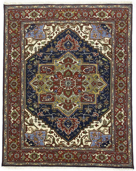 Geometric Heriz Serapi Oriental Rug Dining Room