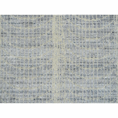 2'6"X12' Gray Wool And Plant Based Silk Hand Loomed Runner Rug