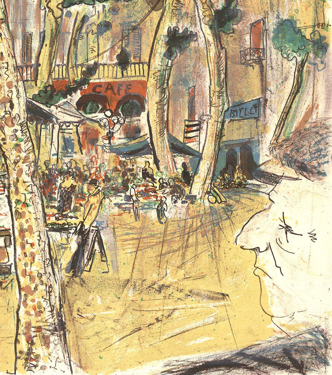 ARTIST UNKNOWN Marche provincial SIGNED 21.75" x 30" Lithograph 1975 Contemporar