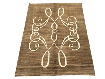 Brown Afghan Gabbeh Oriental Rug 4'9X6'4 Ft