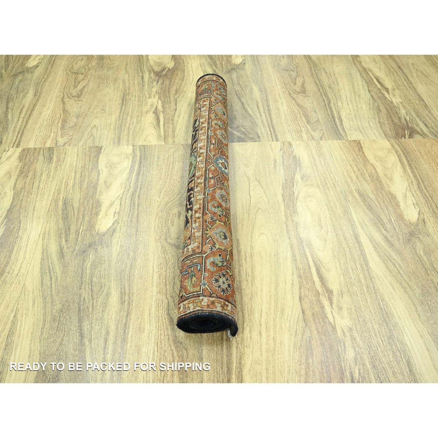 4'1"x6' Navy Blue Heris All Over Design Hand Knotted Soft Wool Pile Rug