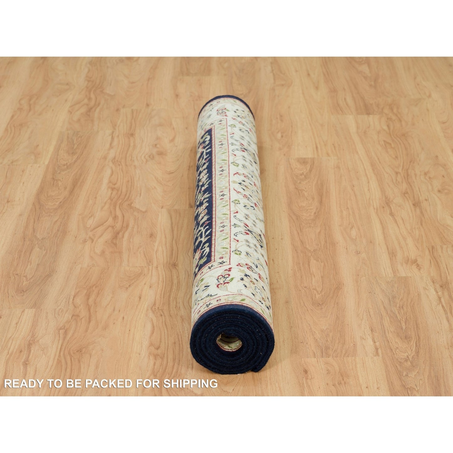 4'10"X7'2" Ombre Blue Hand Knotted Nain Design 250 Kpsi Pure Wool Rug