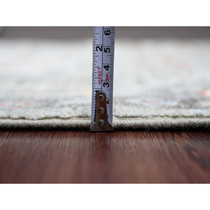 2'X3'2" Gray Afghan Angora Oushak Leaf Design Wool Hand Knotted Mat Rug