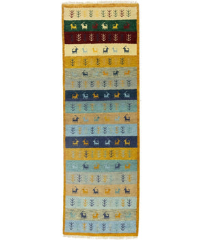 Contemporary Multicolored Stripes Indo-Gabbeh