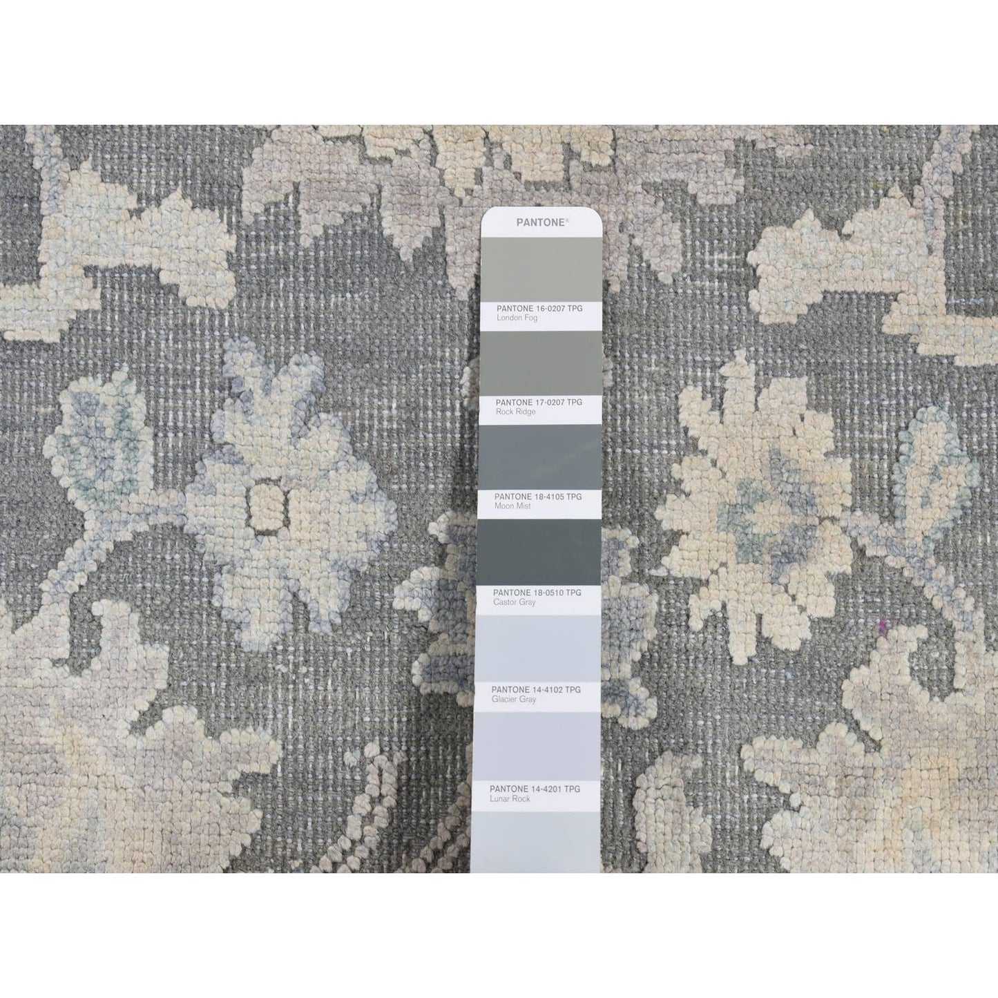 2'6"X10'2" Gray Oushak Influence Silk With Wool Hand Knotted Runner Rug