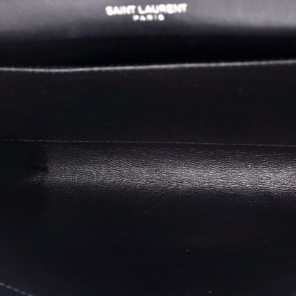 Saint Laurent Uptown Chain Wallet Crocodile Embossed Leather