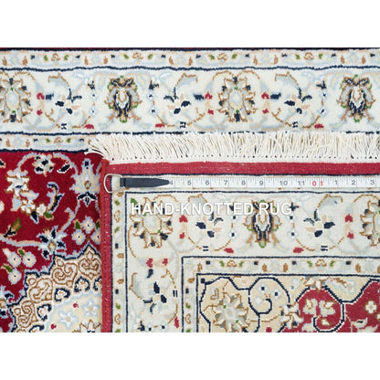 2'7"X8' Burgundy Red Nain Design 250 Kpsi Wool Runner Oriental Rug