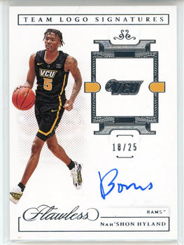 Bones Hyland Autographed 2021 Panini Flawless Collegiate Team Logo Signatures Ro