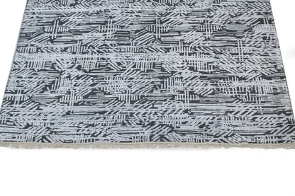 8x10 Hand-Carved Dark Grey Wool Modern Oriental Rug High-Low Relief Carpet