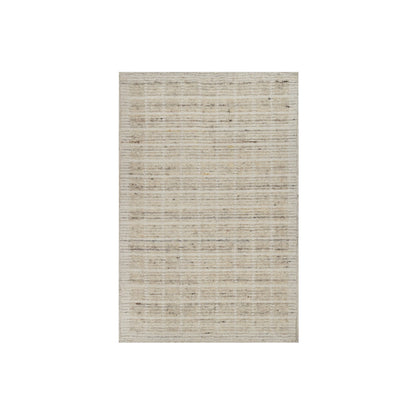 Knotted 2'x3'1" Ivory Modern Mat Rug Plain Decor Box Design Wool Loomed
