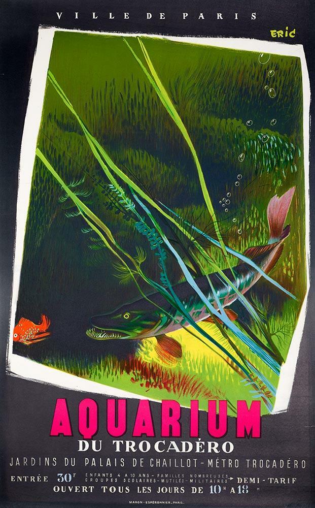 Original Aquarium Du Trocadero By Eric For Paris C 1950