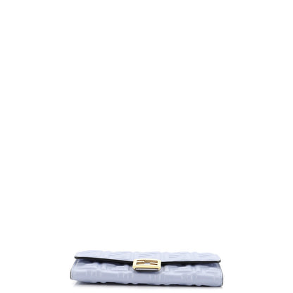 Fendi Baguette Continental Wallet On Chain Zucca Embossed Leather