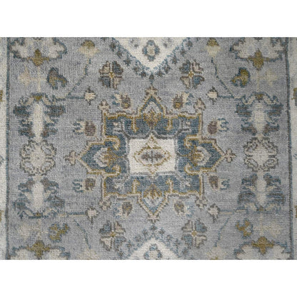 2'8"x8' Gray Karjihooz Design Pure Wool Hand Knotted Runner Rug