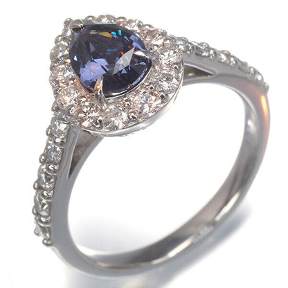 Colour-Change Spinel 1.106Ct Diamond Pear-Shaped Classic Ring 900 Platinum