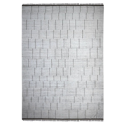 12'X16'2" Silky White Hand Knotted Moroccan Weave Geometric Oversized Rug