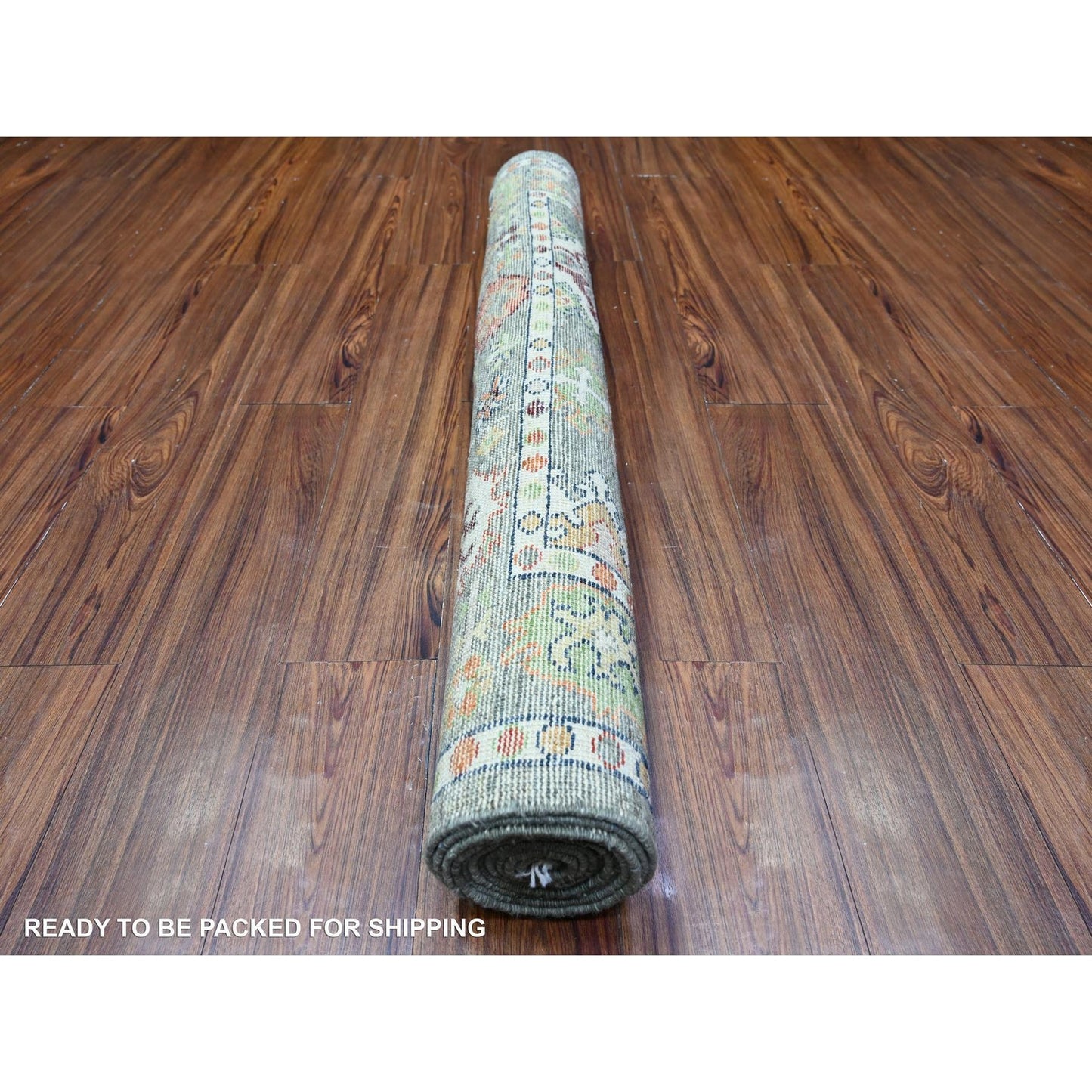 4'2"X10'3" Brewster Gray Angora Oushak 100% Wool Oriental Wide Runner Rug