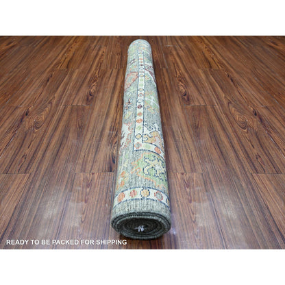 4'2"X10'3" Brewster Gray Angora Oushak 100% Wool Oriental Wide Runner Rug