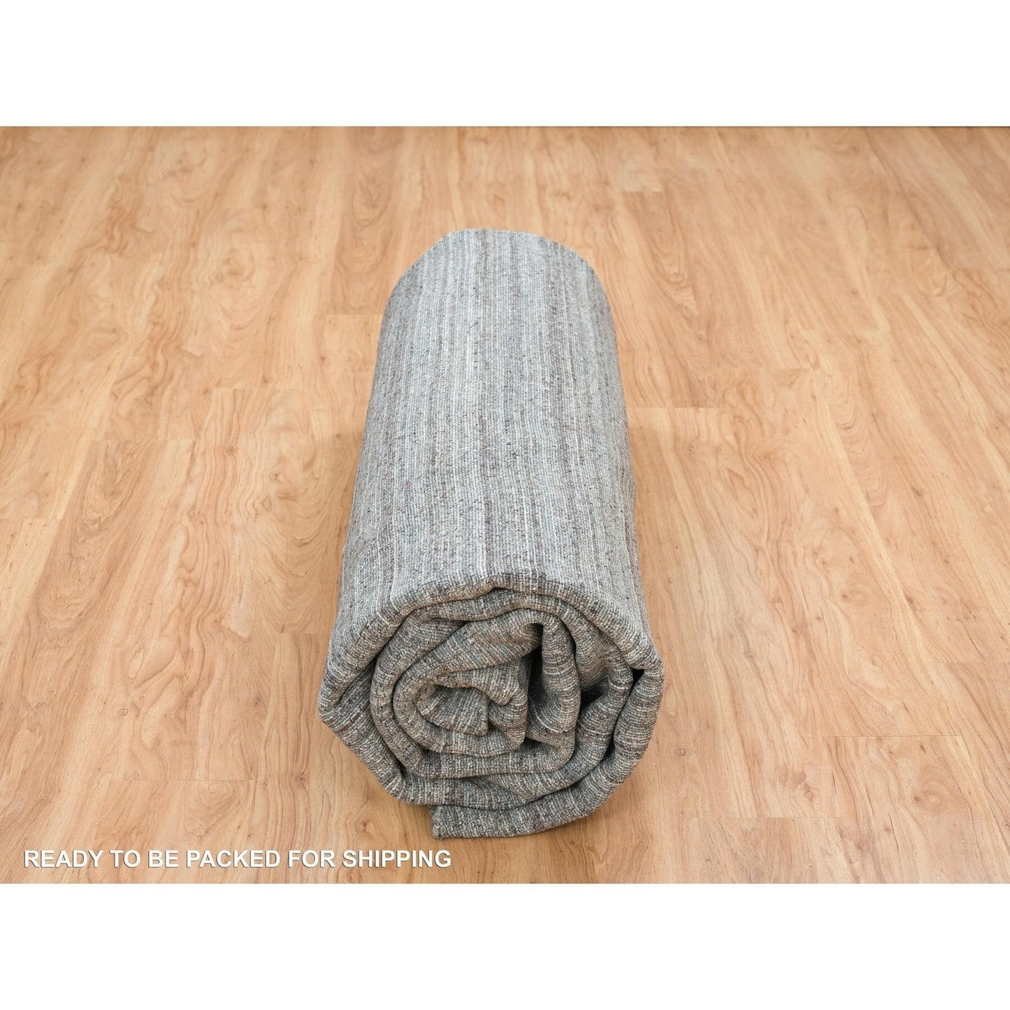 11'10"X11'10" Gray Hand Loomed Modern Design Wool Round Oriental Rug