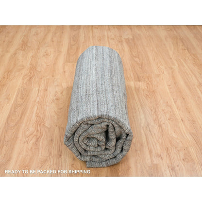 11'10"X11'10" Gray Hand Loomed Modern Design Wool Round Oriental Rug